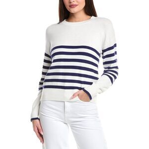 Wispr Womens Brynn Stripe Silk-Blend Sweater, White